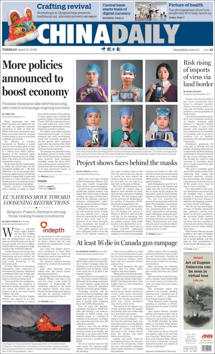 Portada de China Daily (China)