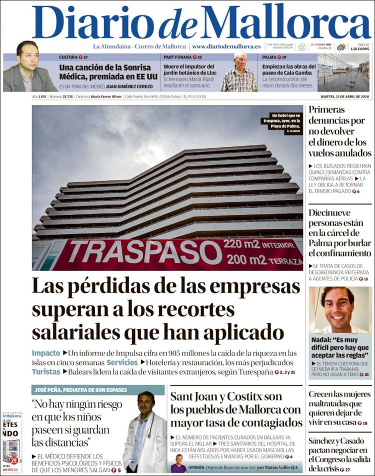 Portada de Diario de Mallorca (España)