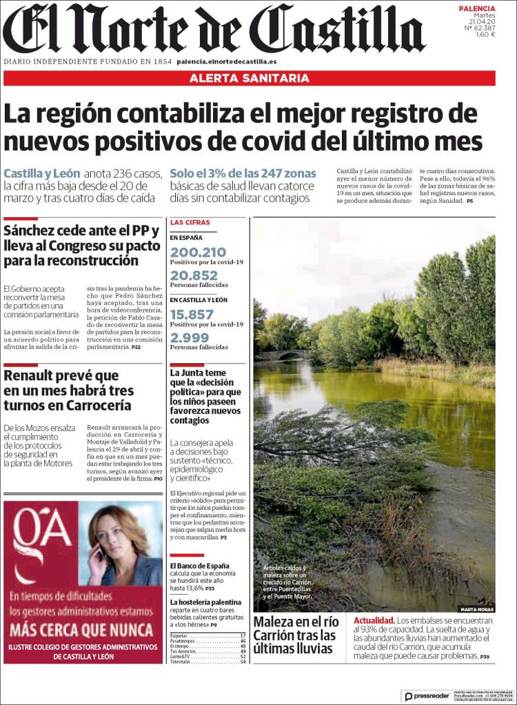 Portada de Norte de Castilla - Palencia (España)