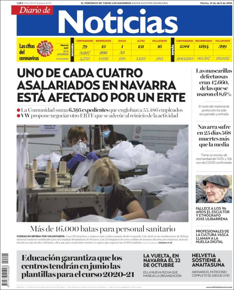 Portada de Noticias de Navarra (España)