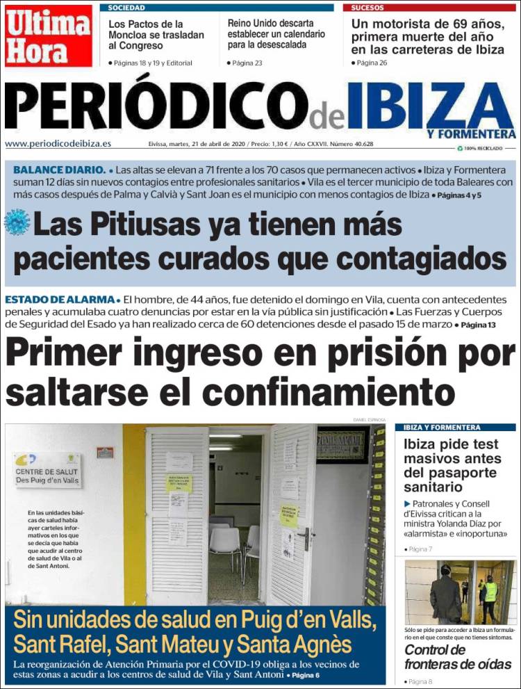 Portada de Periódico de Ibiza (España)