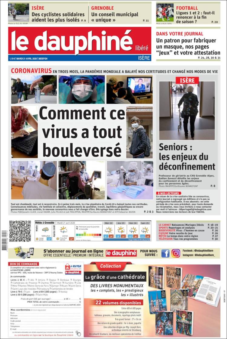 Portada de Le Dauphiné Libéré (Francia)