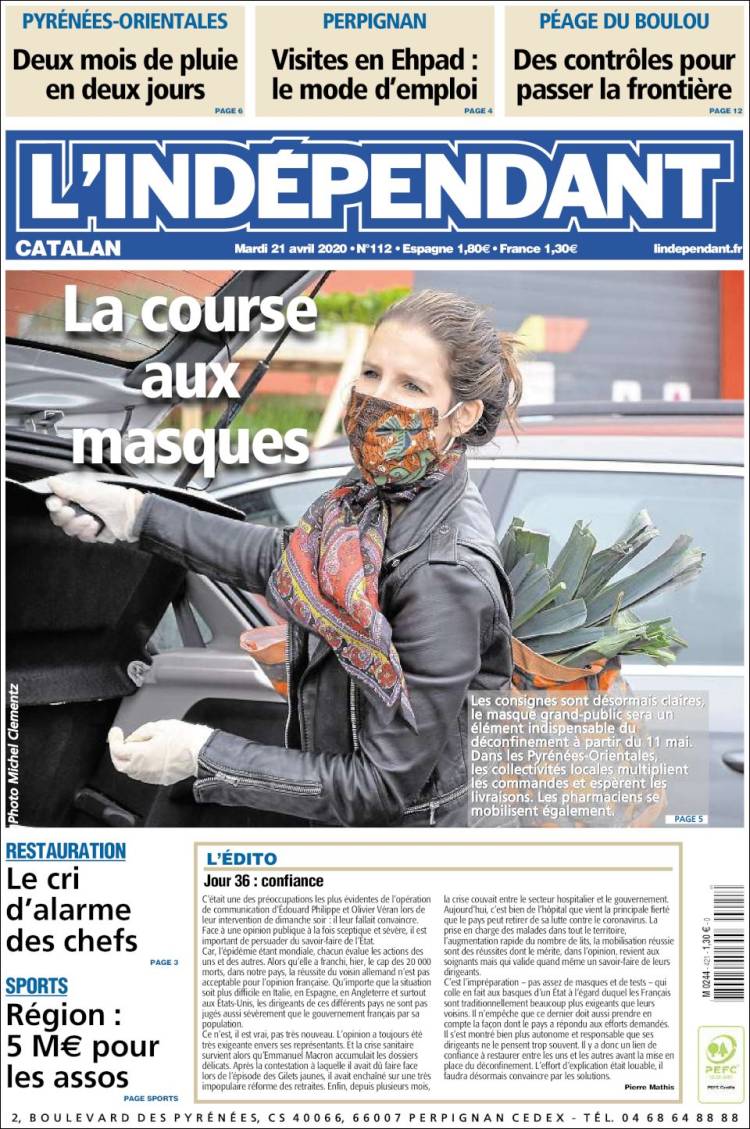 Portada de Le Indépendant (Francia)