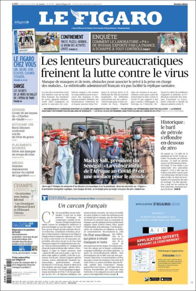 Portada de Le Figaro (Francia)