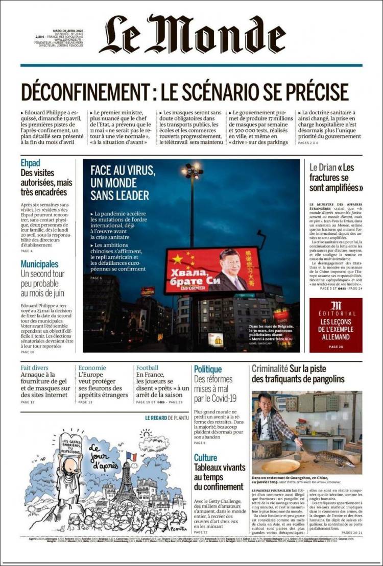 Portada de Le Monde (Francia)