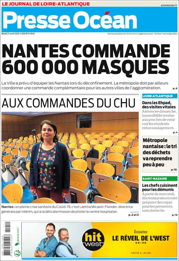 Portada de Presse Ocean (Francia)