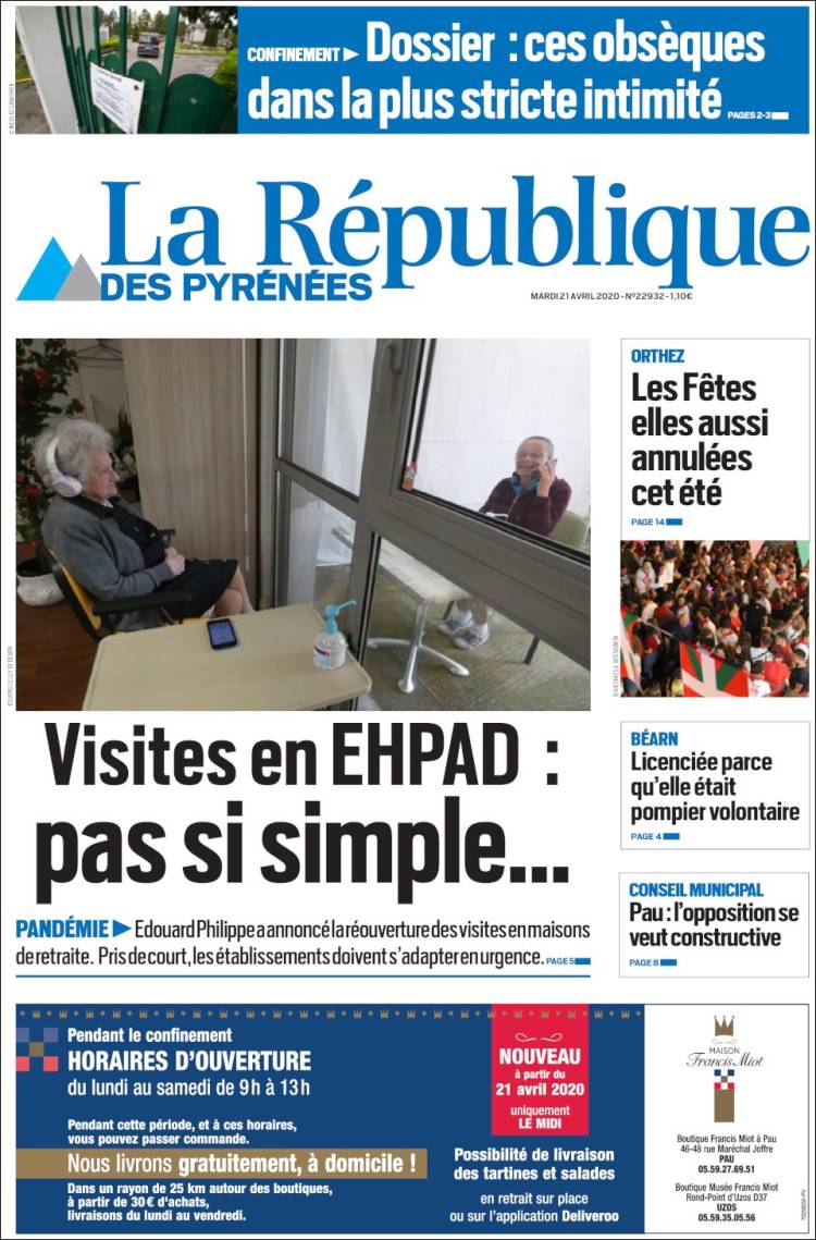 Portada de La République des Pyrénées (Francia)