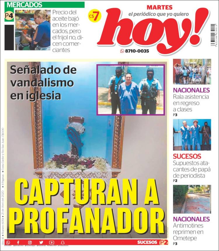 Portada de Hoy (Nicaragua)