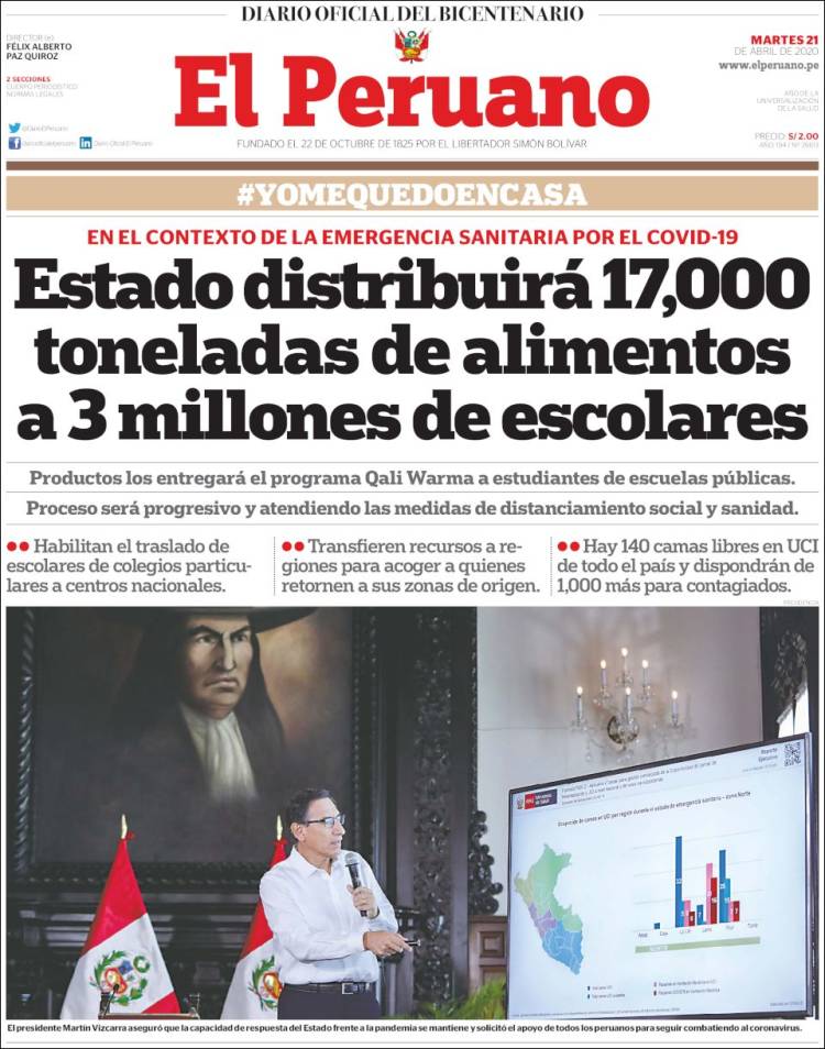 Portada de El Peruano (Per&uacute;)