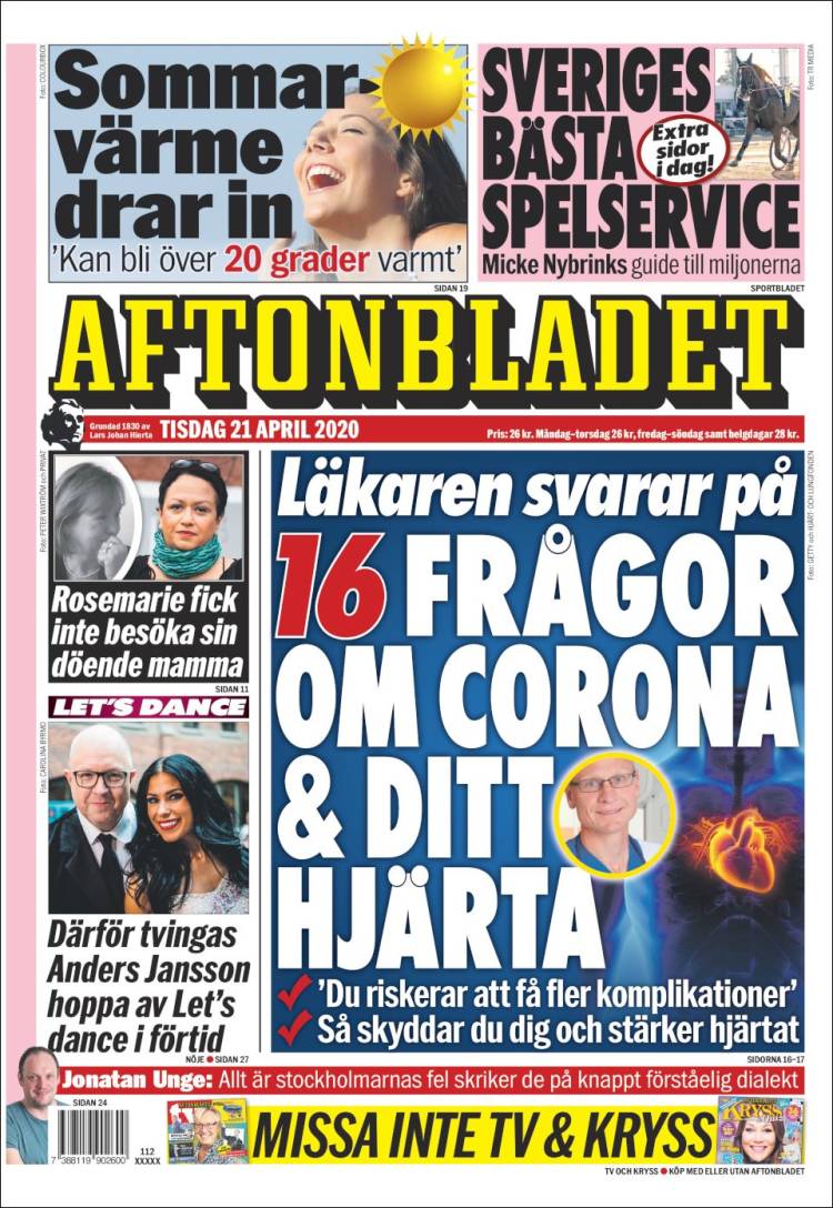Portada de Aftonbladet (Suecia)