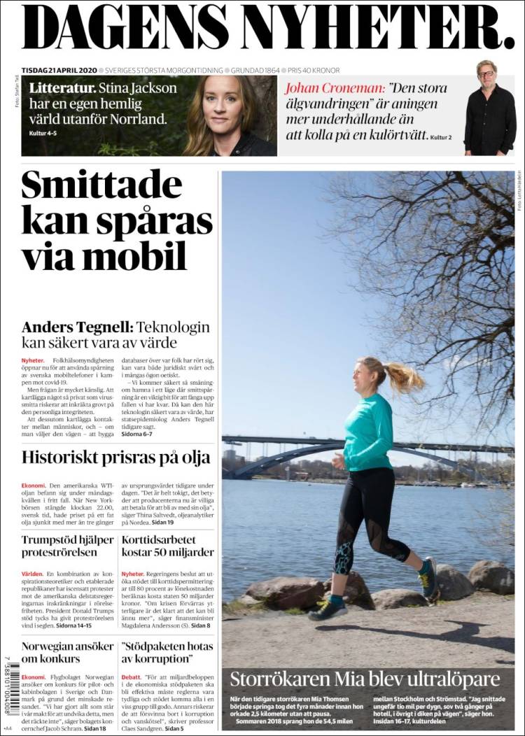 Portada de Dagens Nyheter (Suecia)