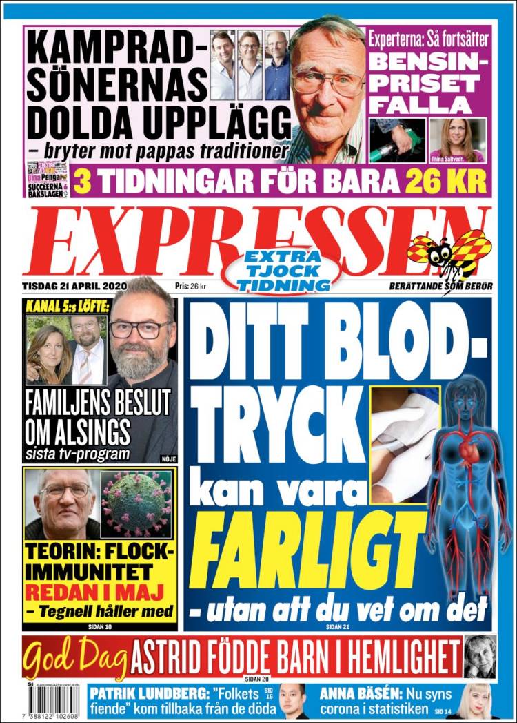 Portada de Expressen (Suecia)