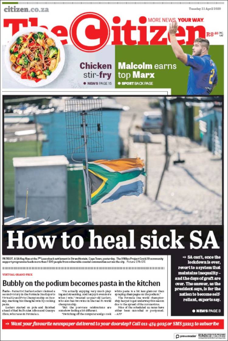 Portada de The Citizen (Sud&aacute;frica)