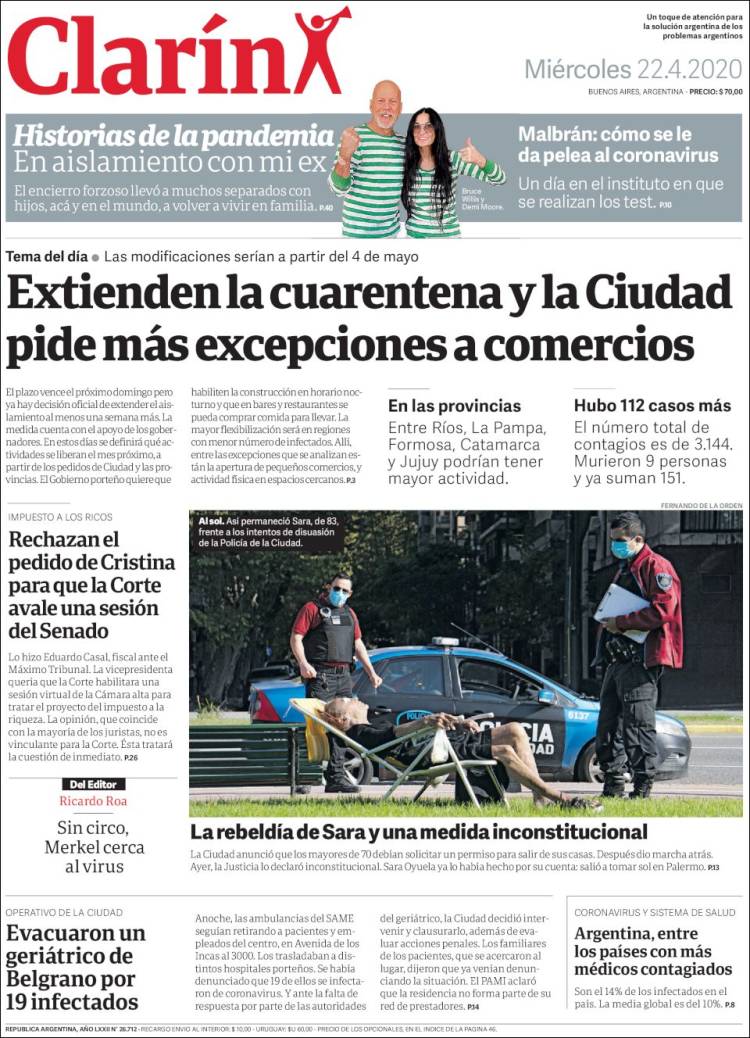 Portada de Clarín (Argentina)