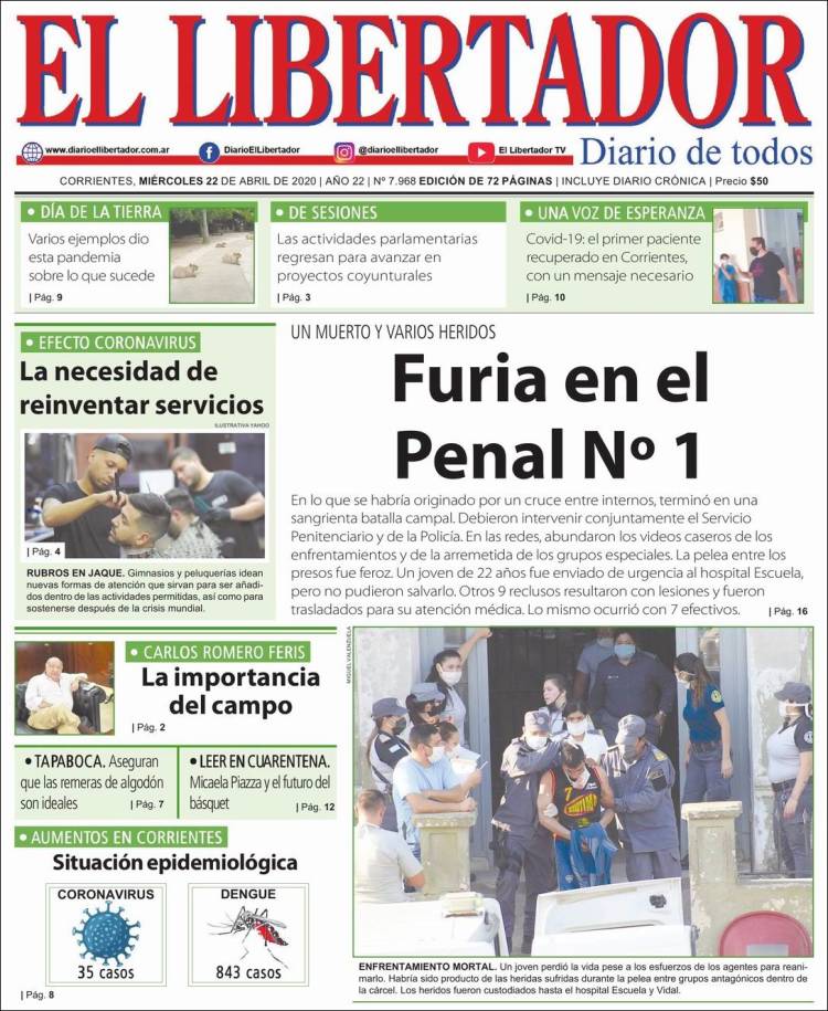 Portada de Diario El Libertador (Argentina)