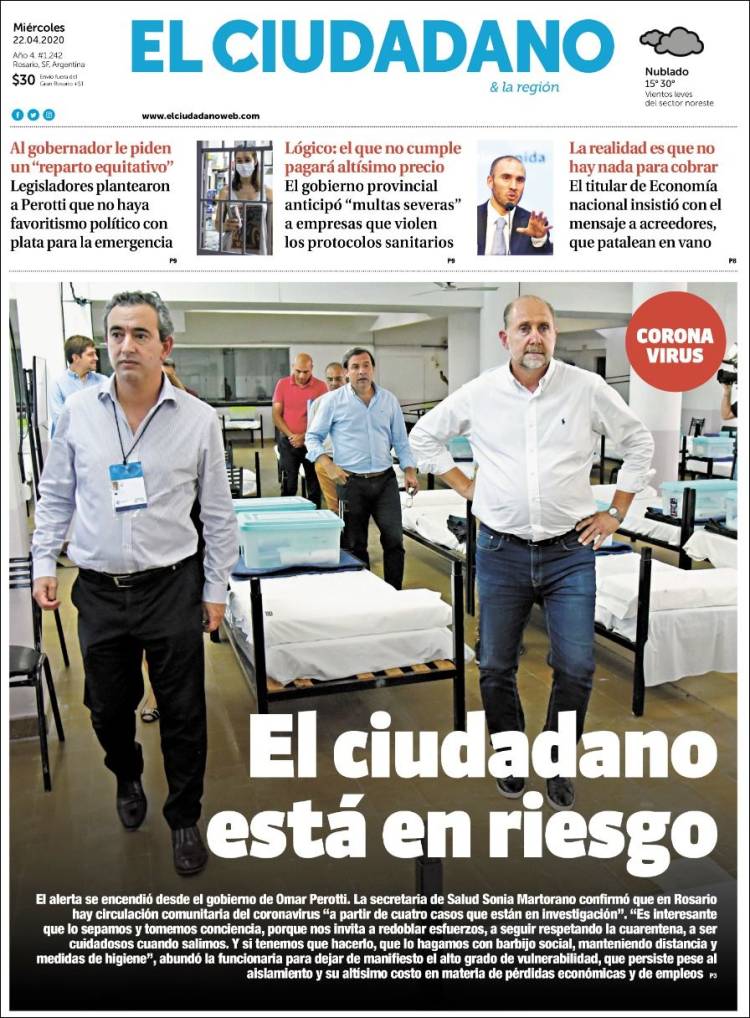 Portada de Diario El Ciudadano (Argentina)