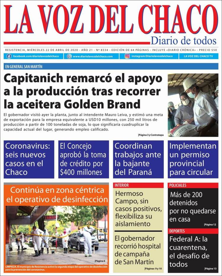 Portada de La Voz del Chaco (Argentina)
