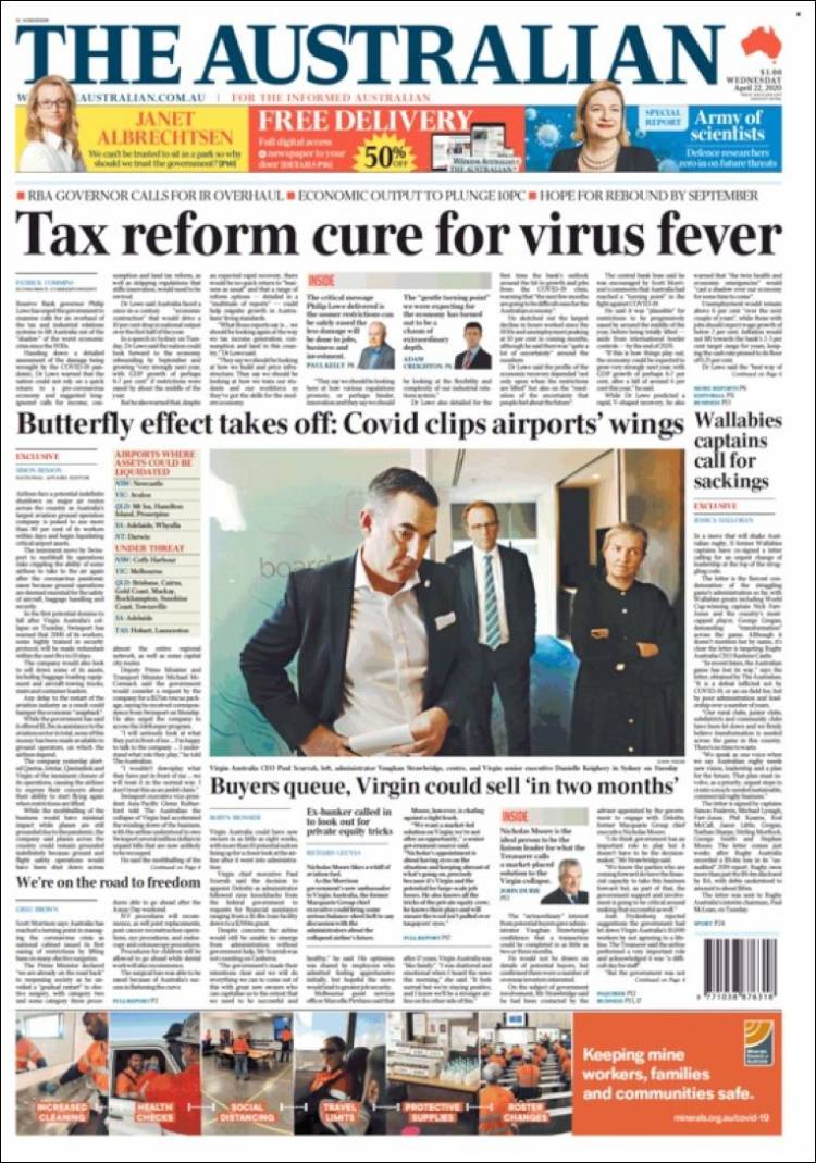 Portada de The Australian (Australia)