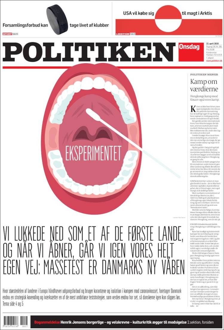 Portada de Politiken (Dinamarca)