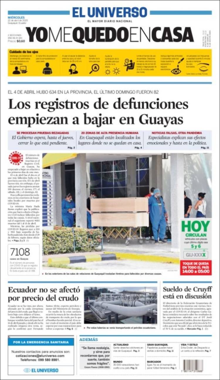 Portada de El Universo - Ecuador (Ecuador)