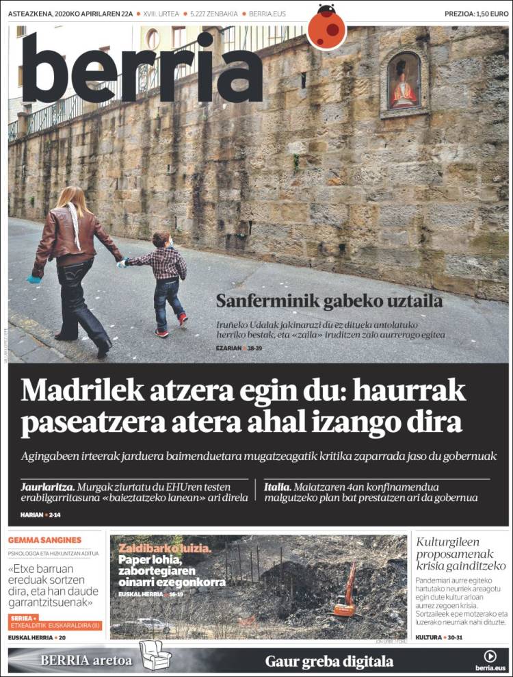 Portada de Berria (Espagne)