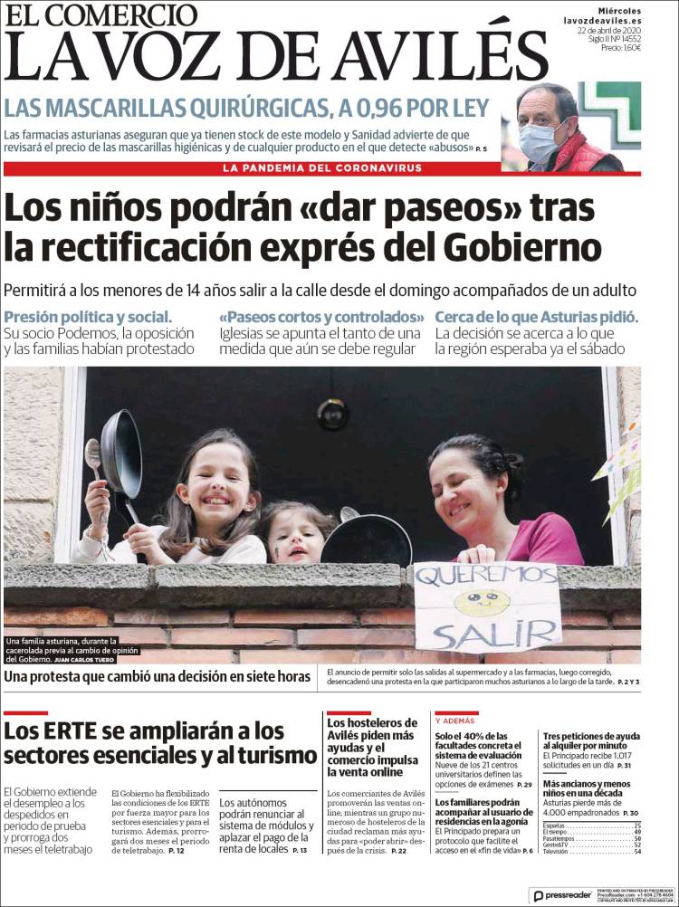 Portada de El Comercio - Avilés (España)