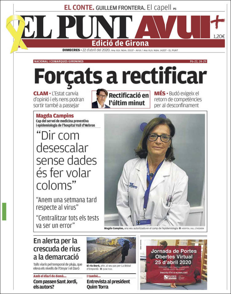 Portada de El Punt Avui - Girona (Espagne)