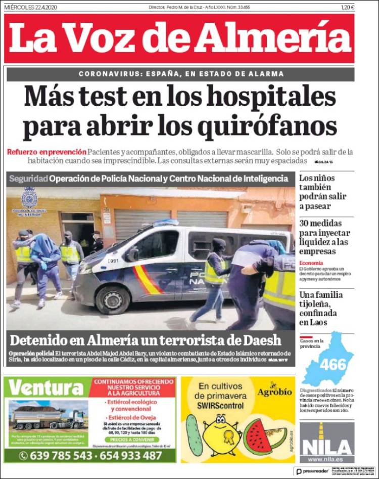 Portada de La Voz de Almería (España)