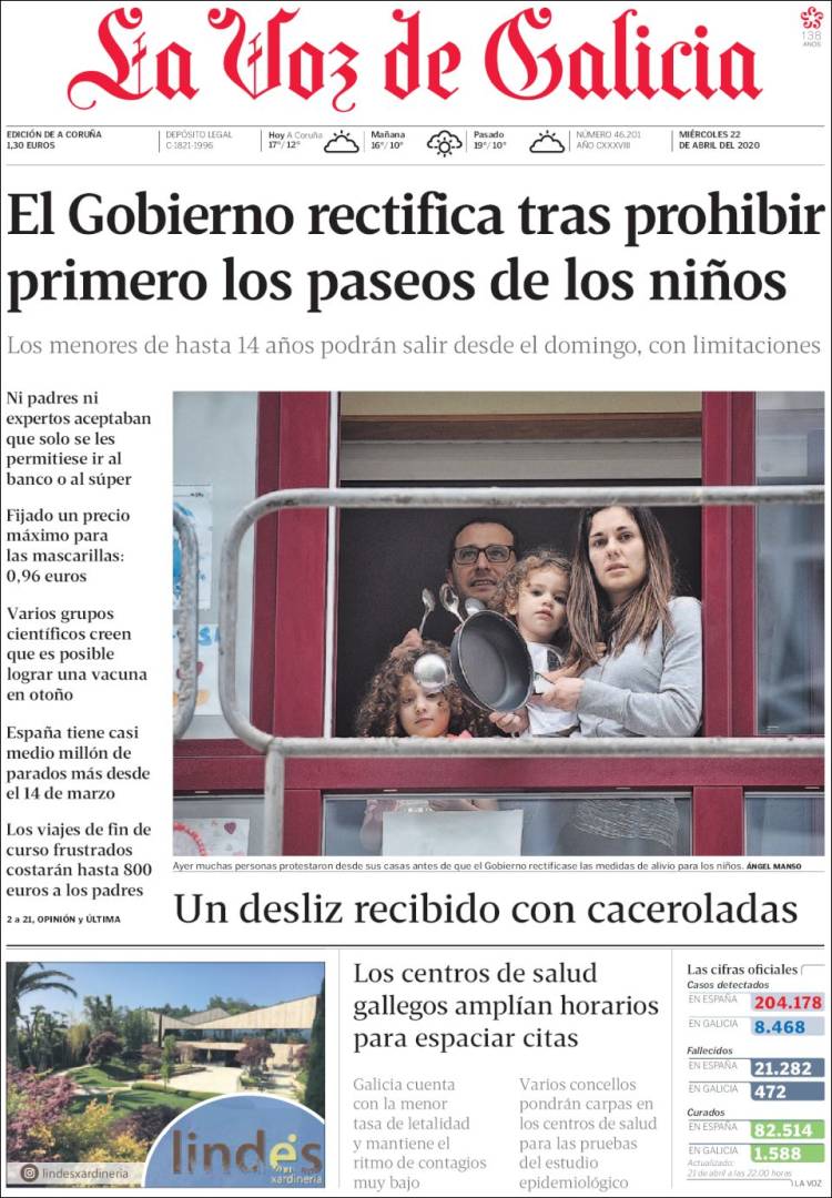 Portada de La Voz de Galicia (Espagne)