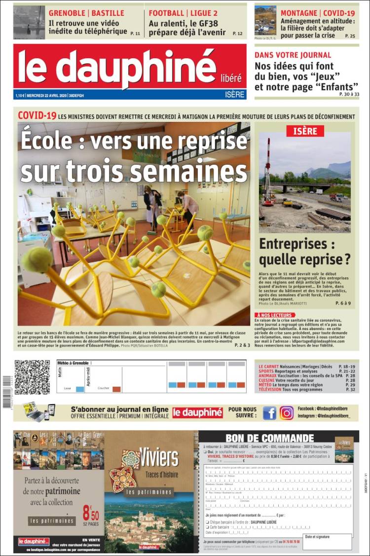 Portada de Le Dauphiné Libéré (Francia)