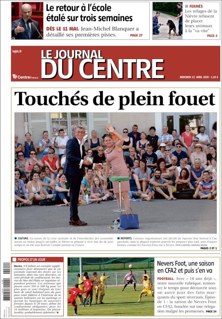 Portada de Le Journal du Centre (Francia)