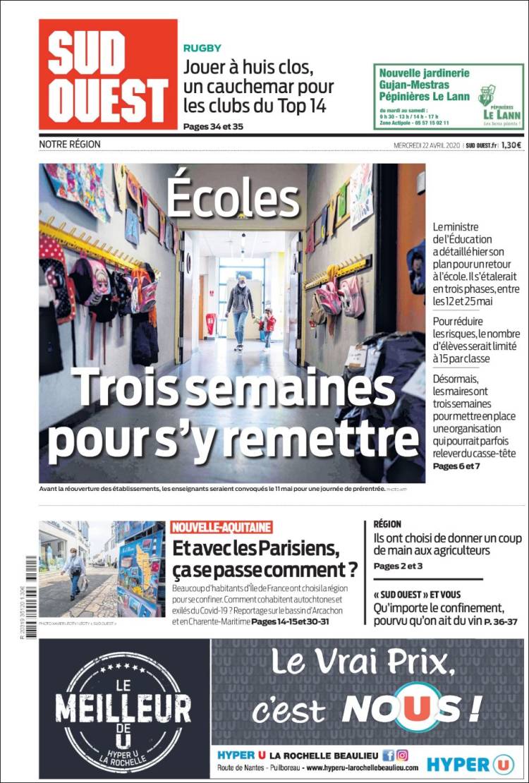 Portada de Sud Ouest (Francia)