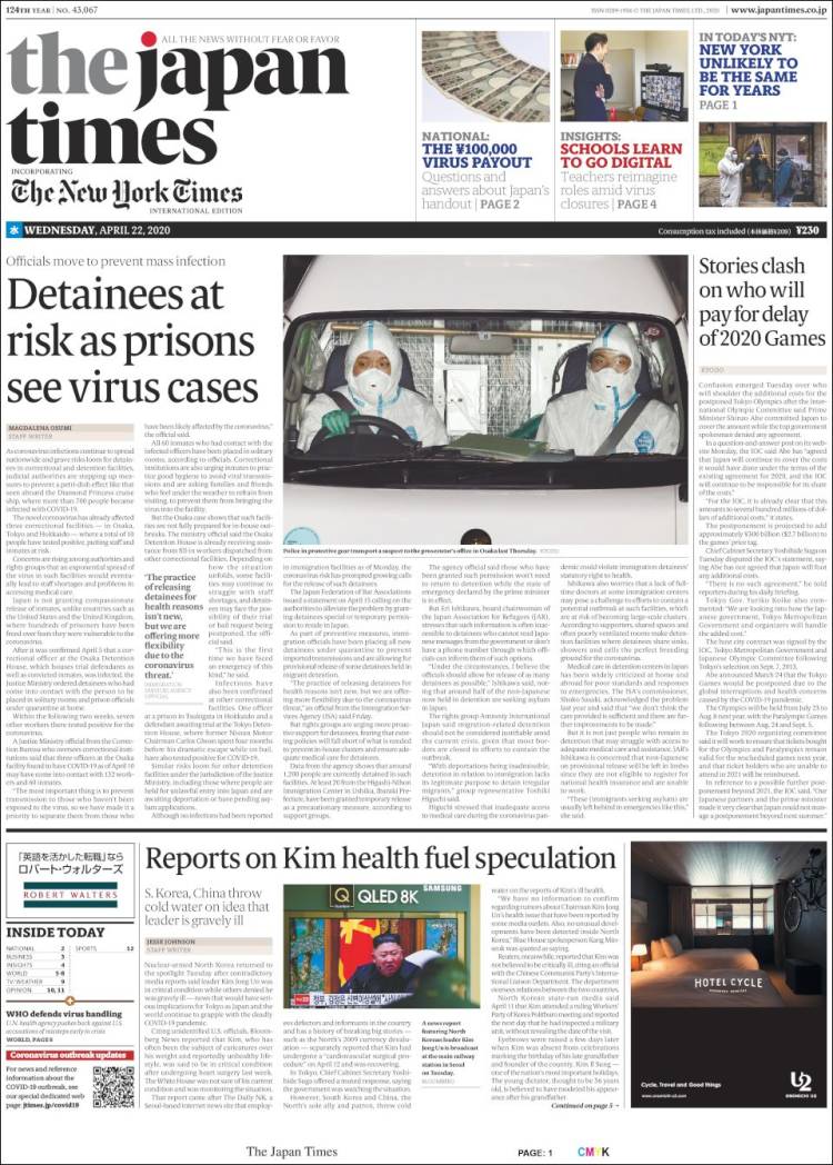 Portada de The Japan Times (Jap&oacute;n)