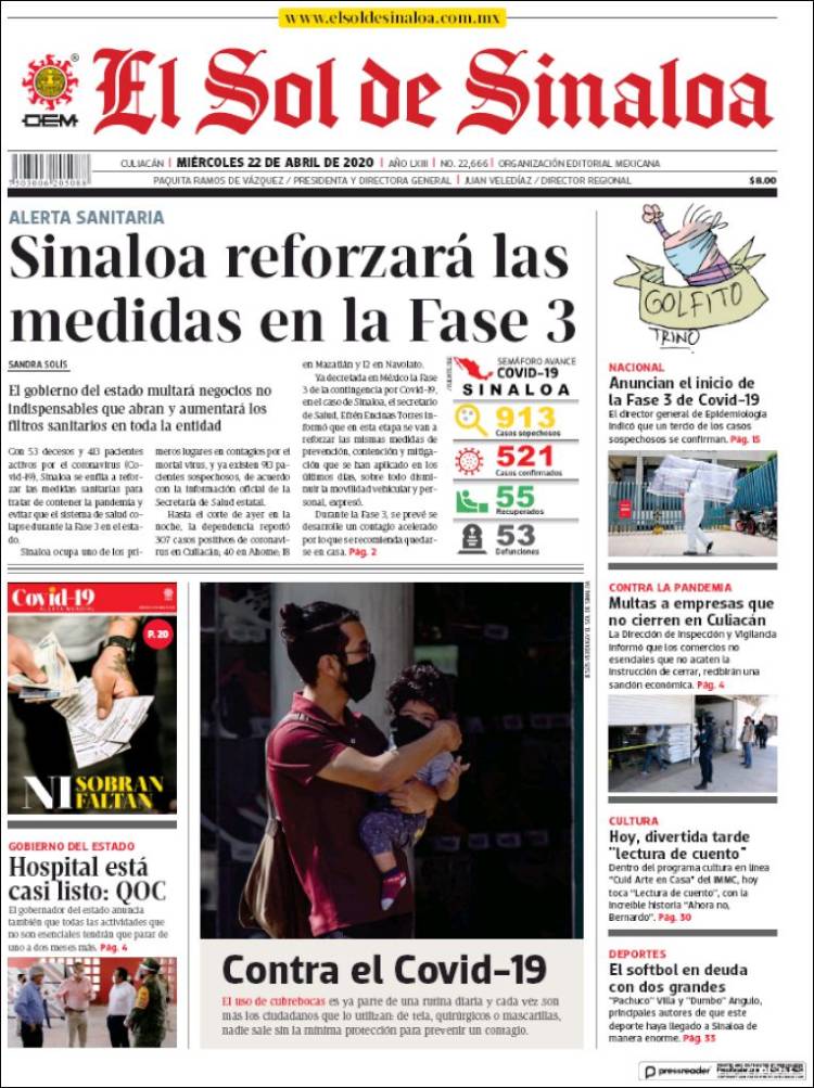 Portada de El Sol de Sinaloa (México)