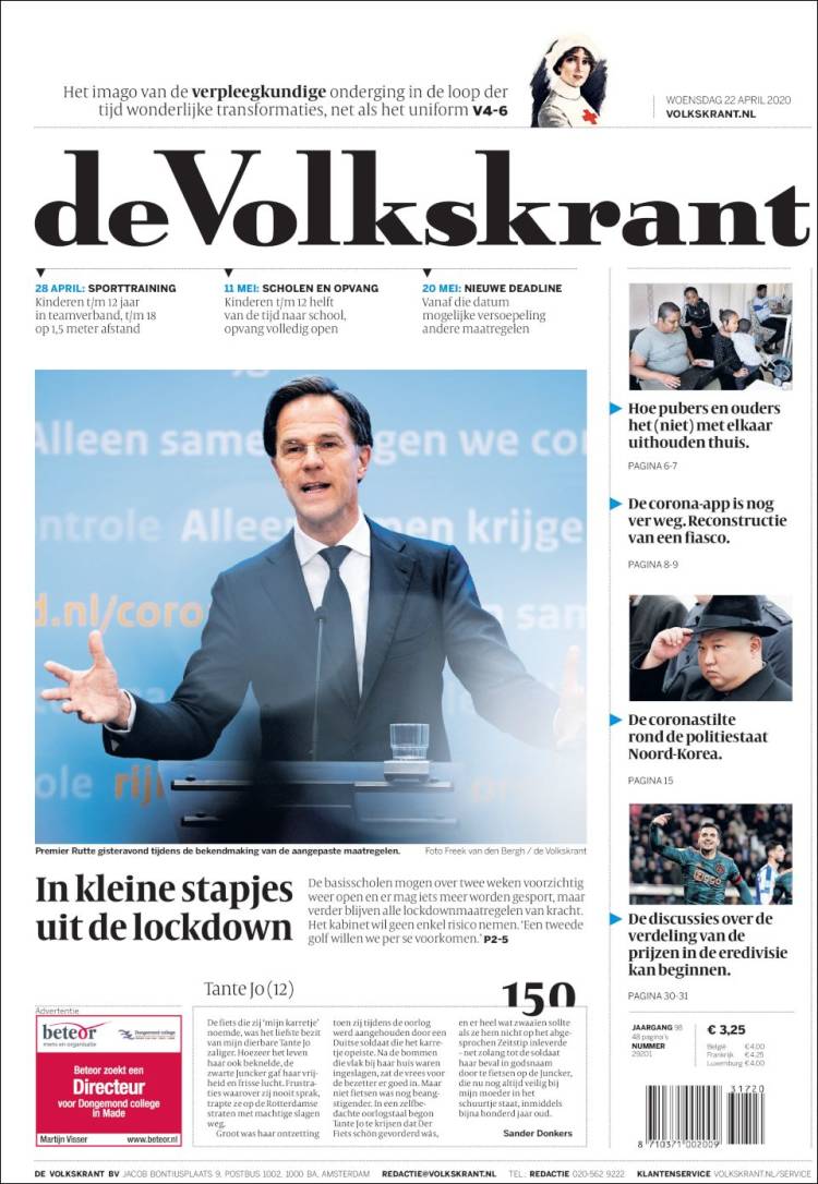 Portada de De Volkskrant (Pa&iacute;ses Bajos)
