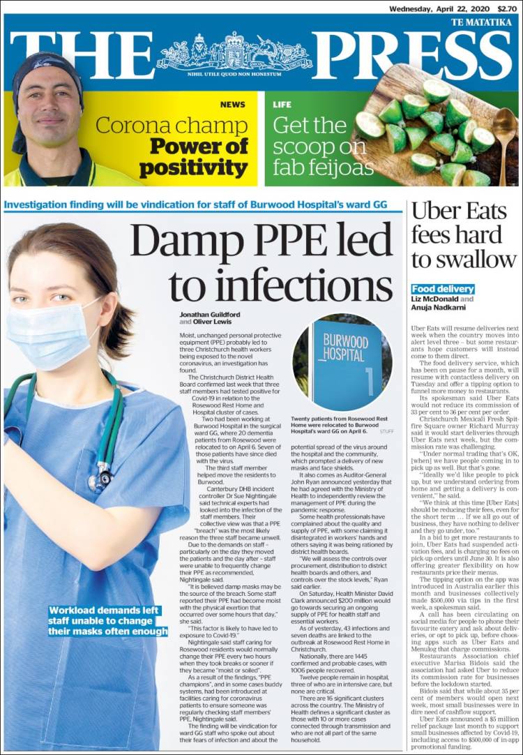 Portada de The Press (Nueva Zelanda)