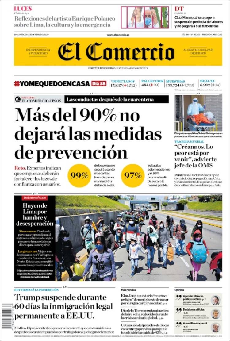 Portada de El Comercio (Perú)