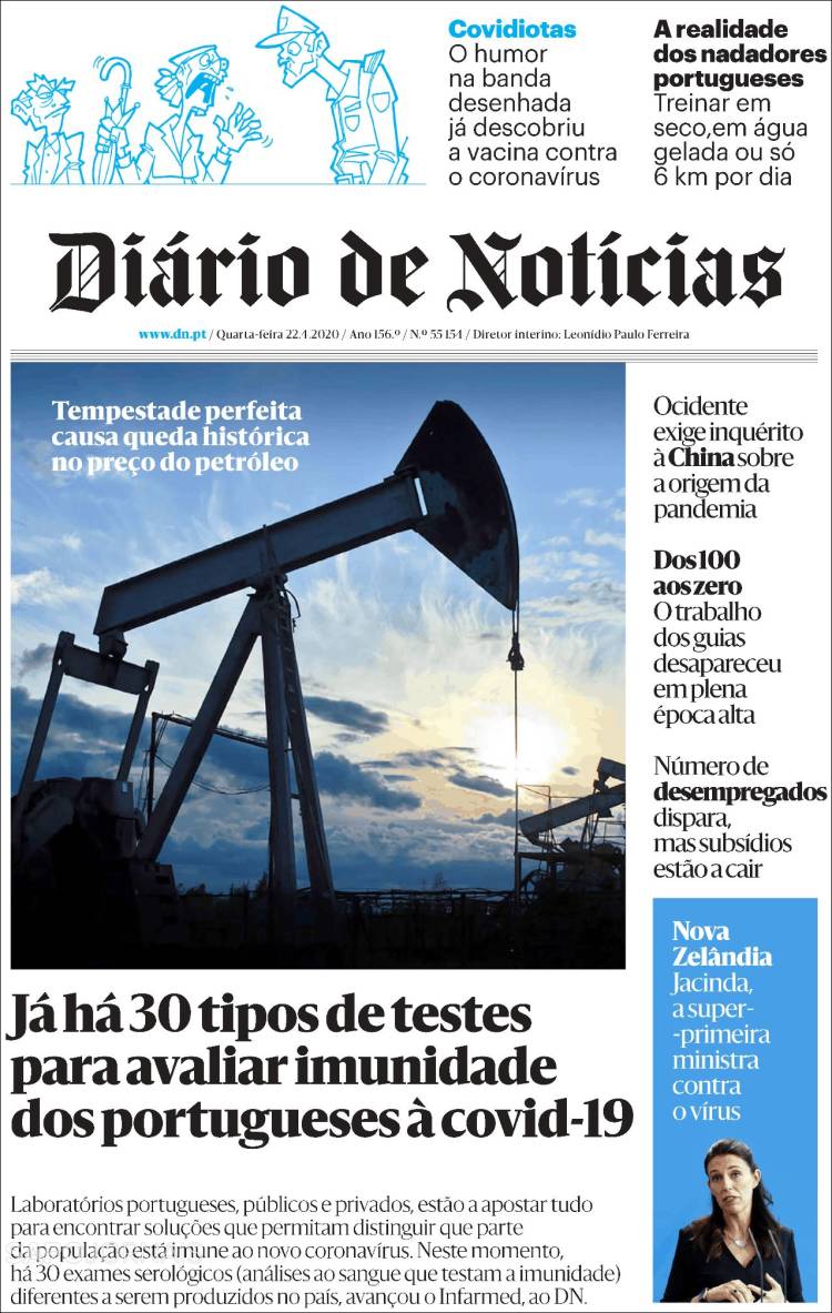 Portada de Diário de Noticias (Portugal)