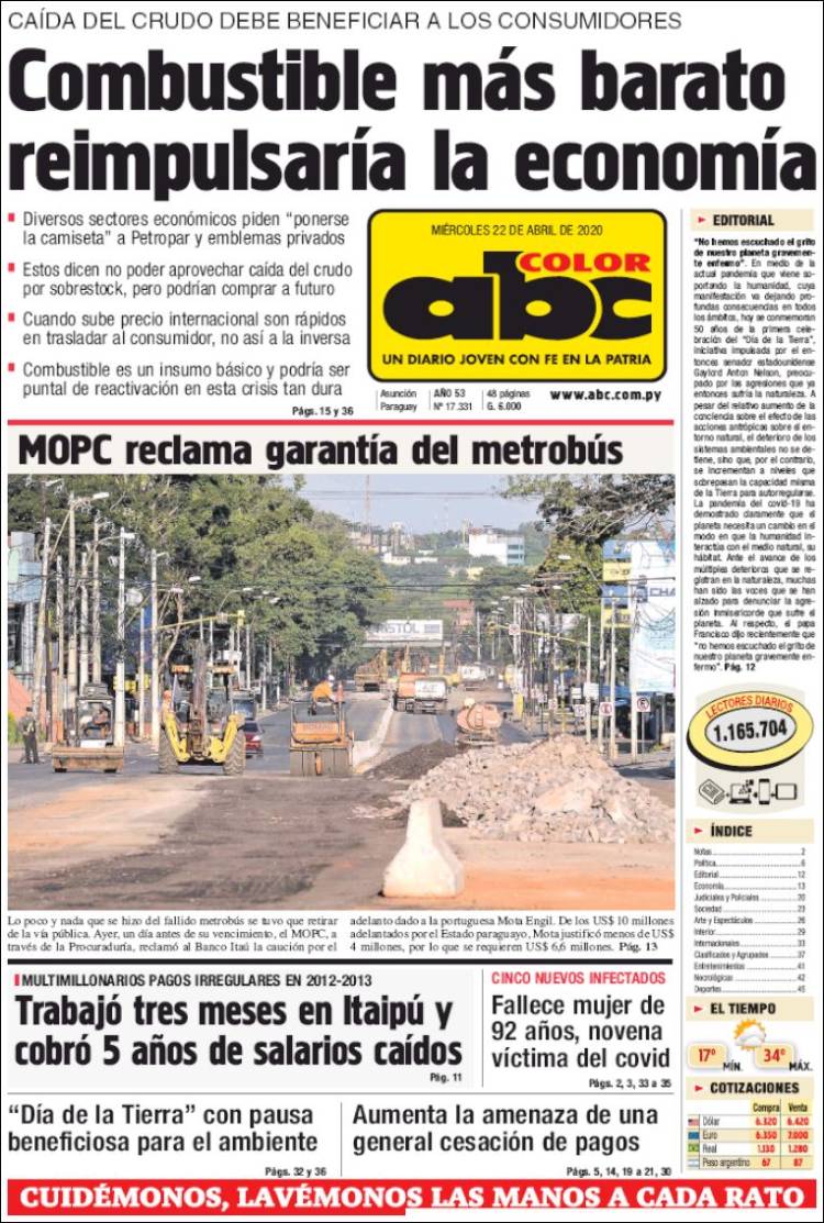 Portada de ABC Color (Paraguay)
