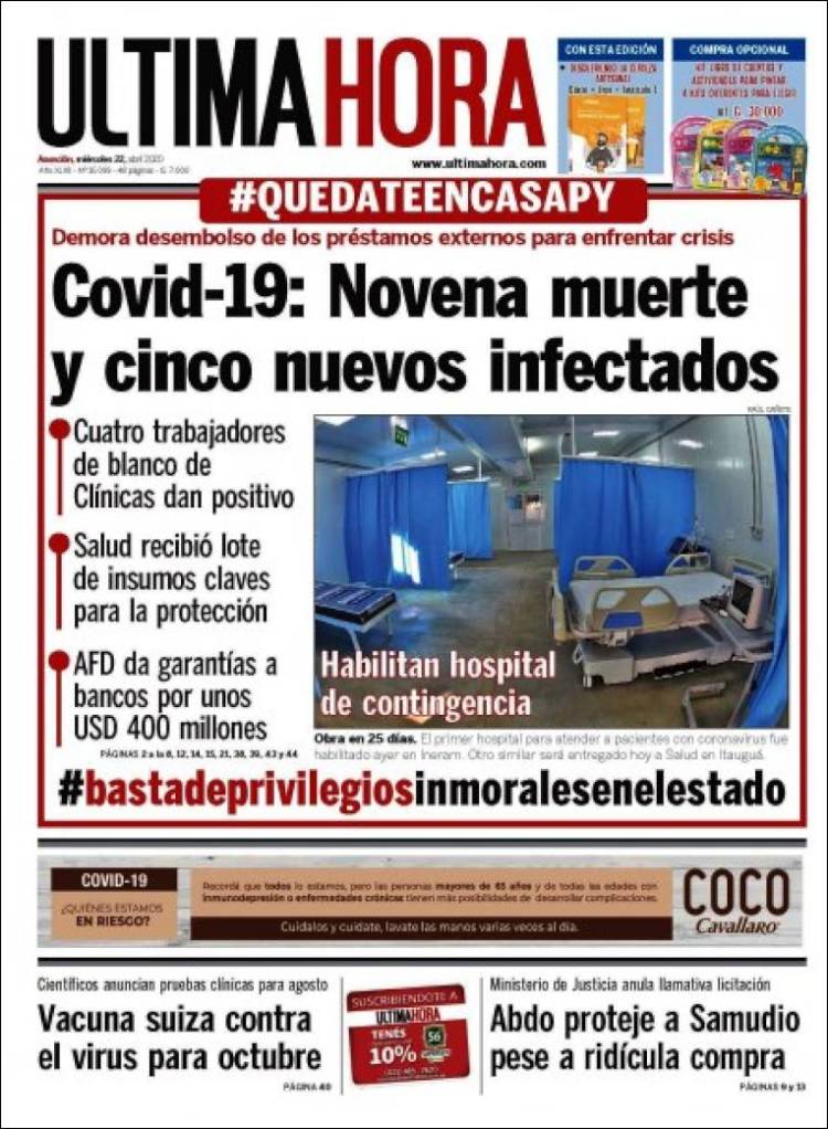 Portada de Última Hora (Paraguay)