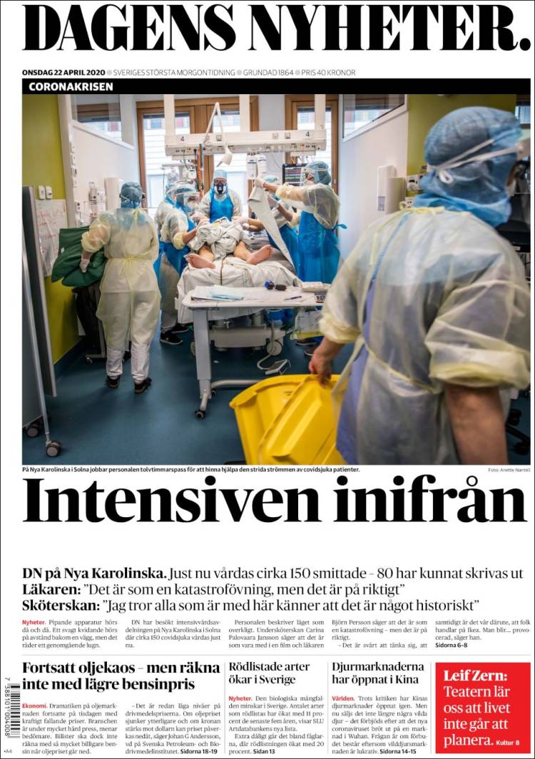 Portada de Dagens Nyheter (Suecia)