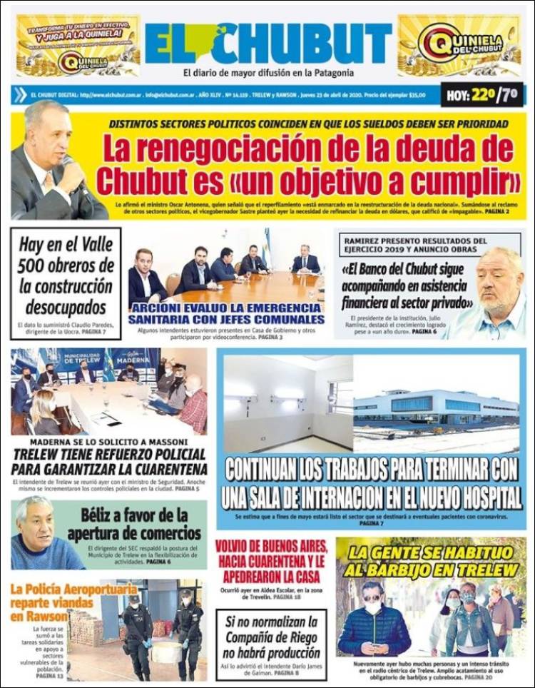 Portada de El Chubut (Argentina)