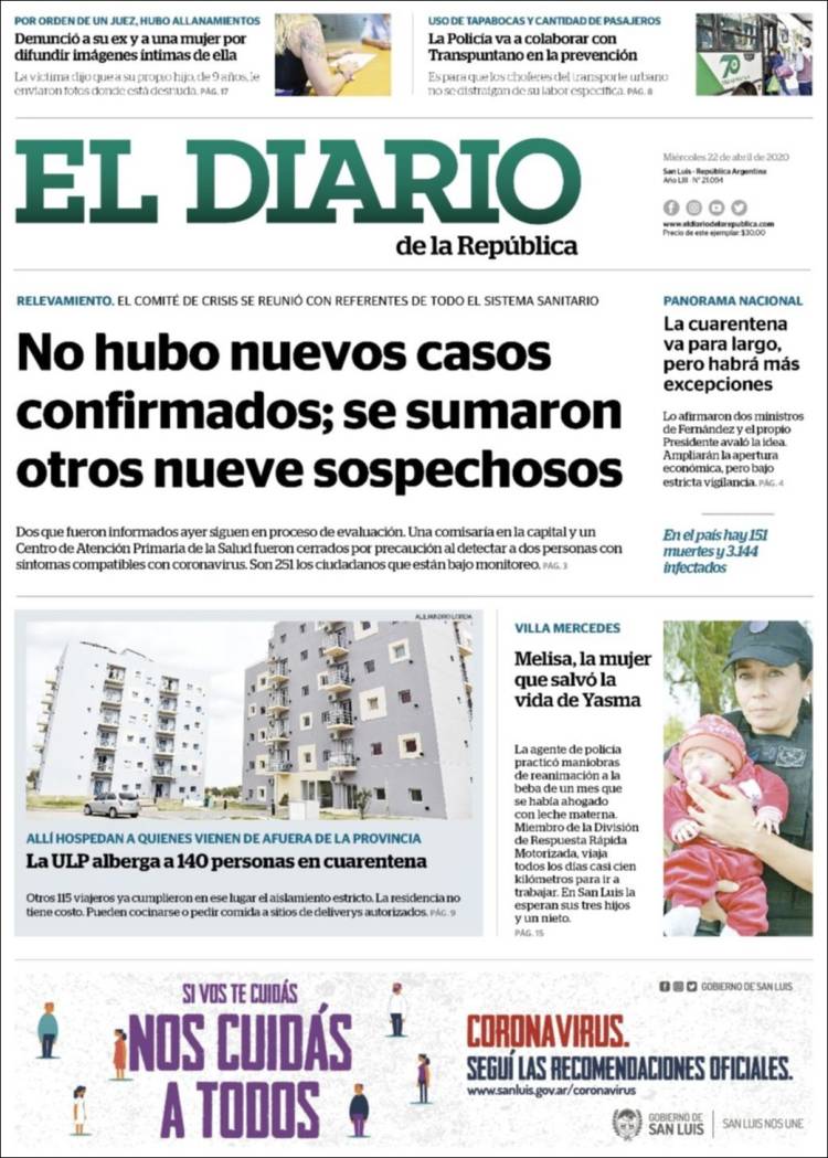 Portada de Diario de la República (Argentina)