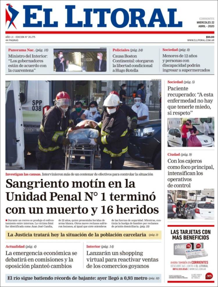 Portada de El Litoral Corrientes (Argentina)