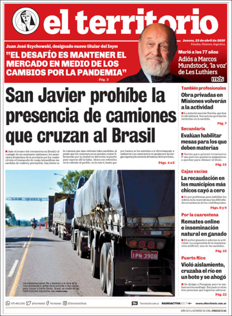 Portada de El Territorio (Argentina)