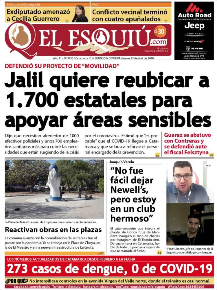 Portada de El Esquiu (Argentina)
