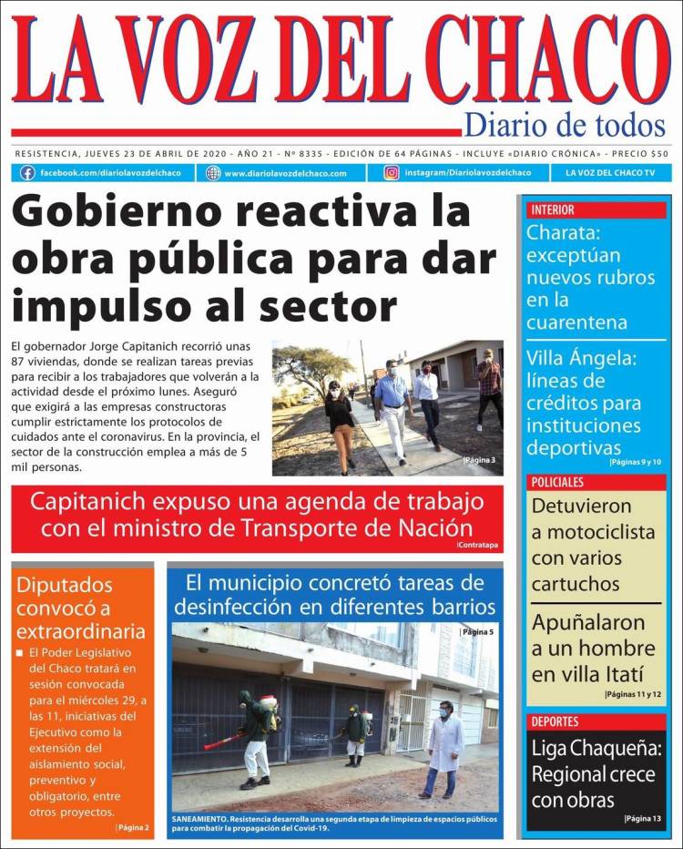 Portada de La Voz del Chaco (Argentina)