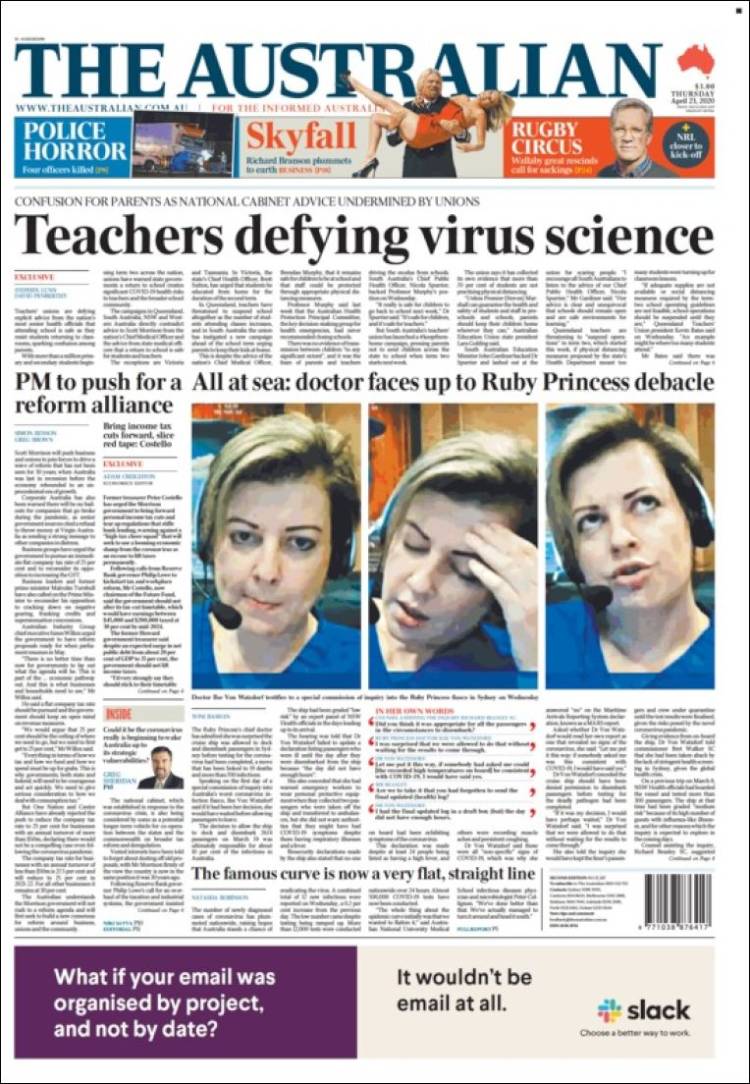 Portada de The Australian (Australia)