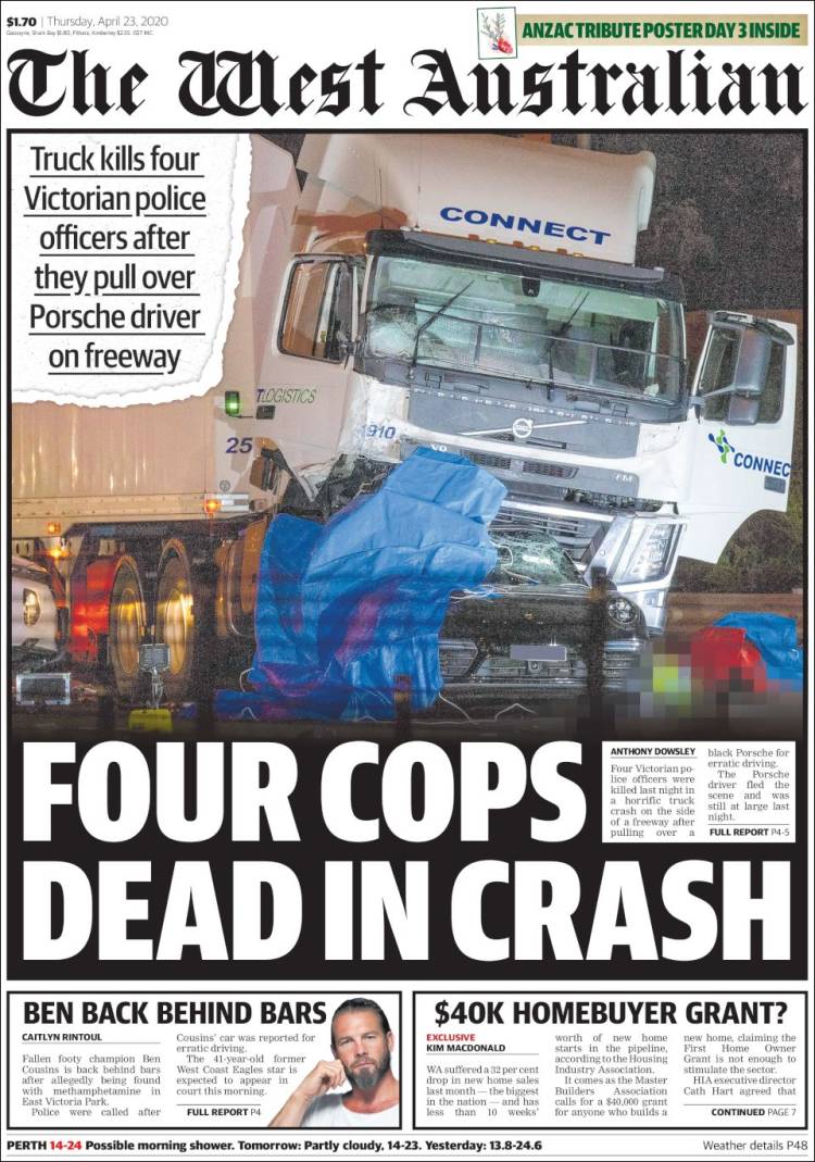 Portada de The West Australian (Australia)