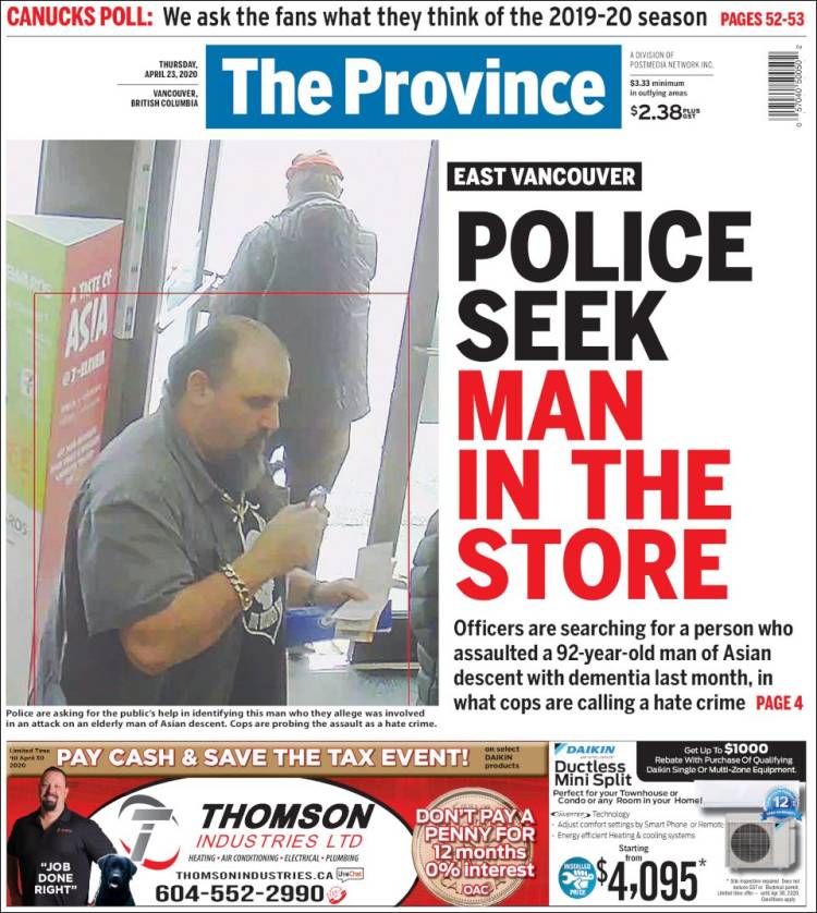 Portada de The Province (Canadá)